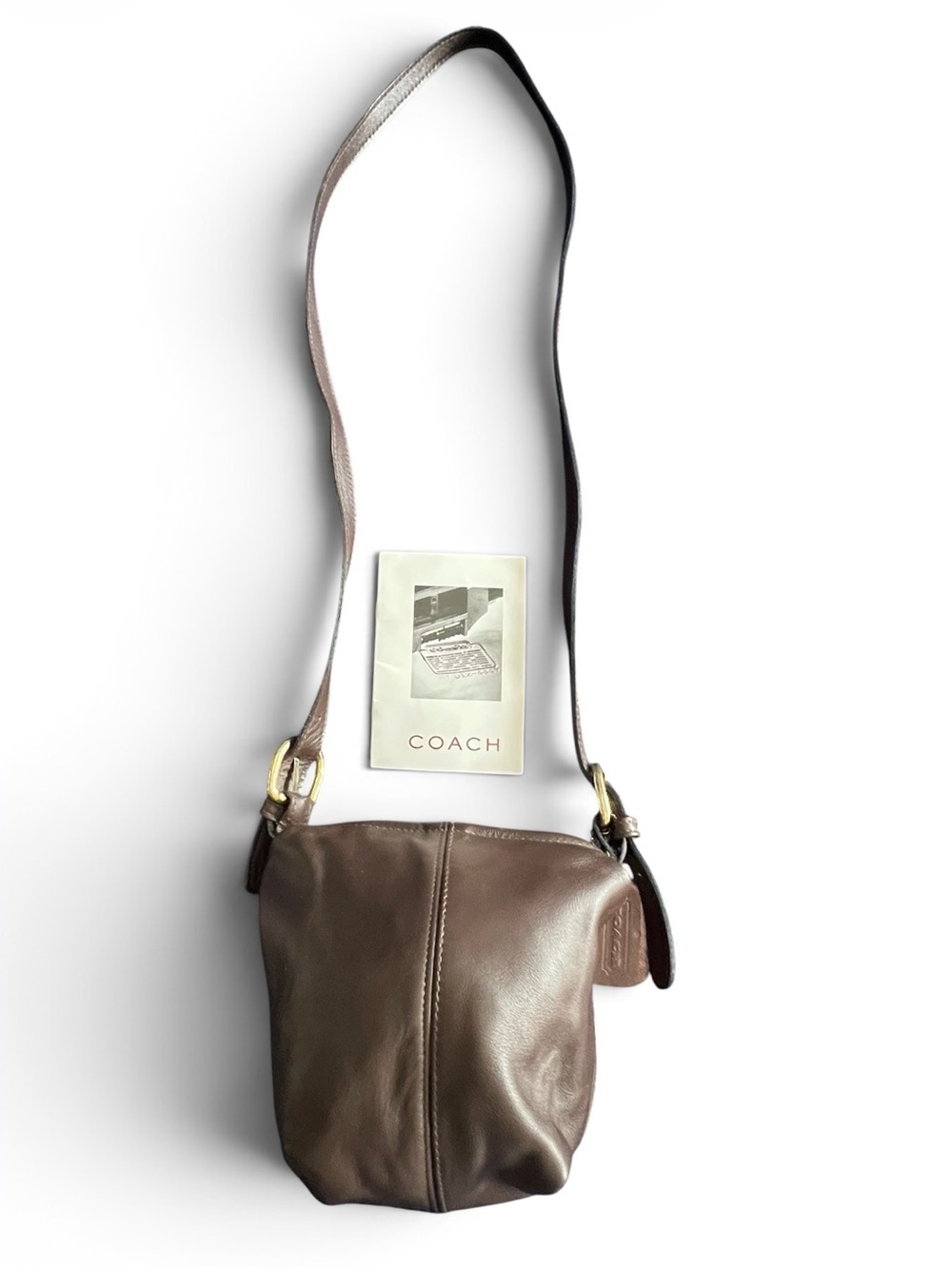 Coach Dark Brown Leather Crossbody with Gold-Tone Buckle VTGE